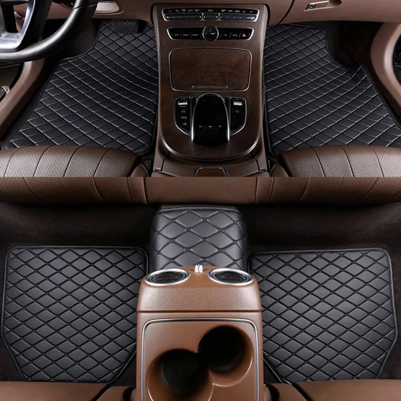 Car Floor Mats Universal Waterproof Leather - Auto-Fußmatten, 5 Stück, universell, hochwertiges PU-Leder,