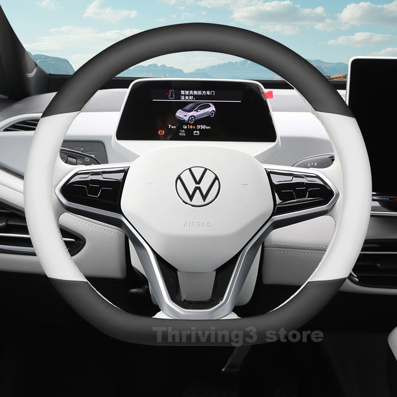 Car Steering Wheel Cover Anti Slip Breathable - Leder-Lenkradbezug für Volkswagen ID3 ID4 ID7