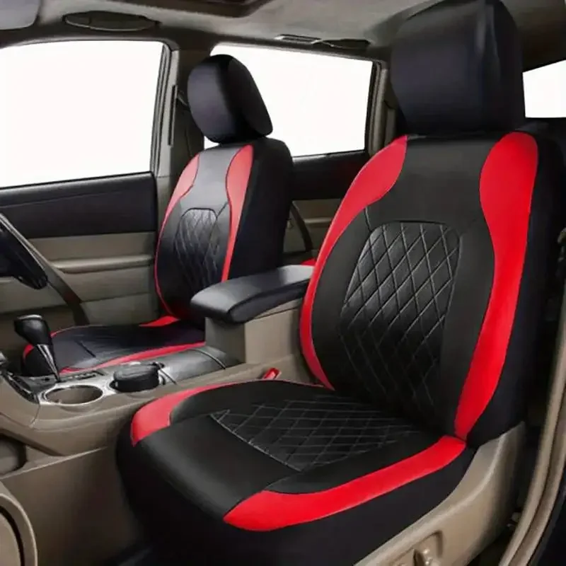 Leather Car Seat Covers Full Set Universal - Universelle Kunstleder-Autositzbezüge Komplettset – Inklusive Vordersitze