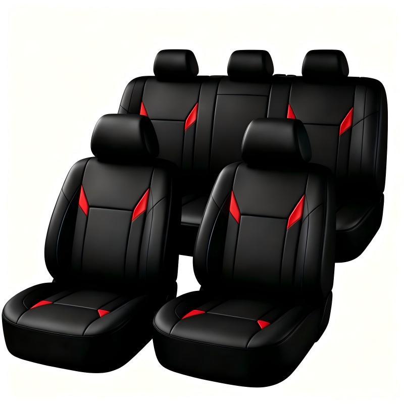 Leather Car Seat Covers Full Set Universal - Universell Passende PU-Leder Autositzbezüge Komplettset, Weiche