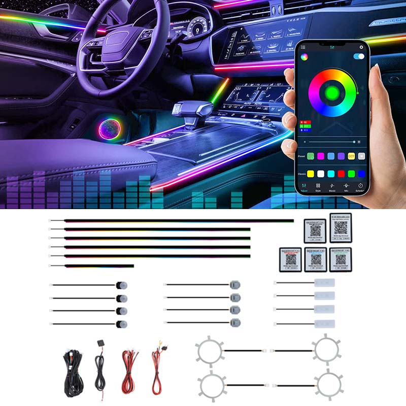 Led Ambient Interior Car Lights App Control - 22-in-1 Dream Color RGB Dynamisches Auto-Innenbeleuchtungsset