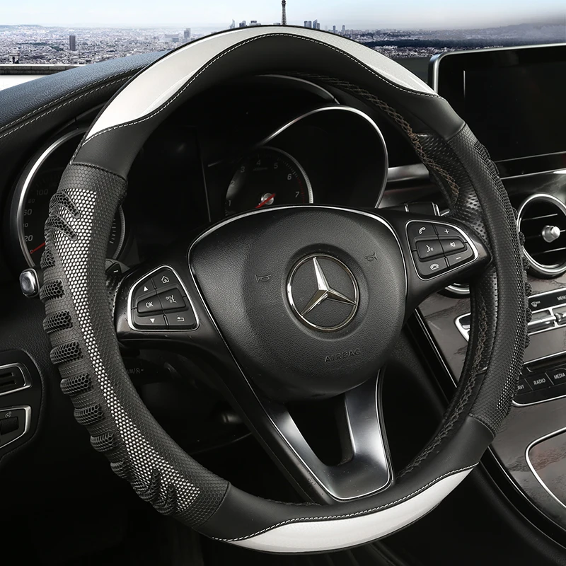 Car Steering Wheel Cover Anti Slip Breathable - Dreidimensionale Waben-Auto-Lenkradabdeckung, robuste Lederabdeckung mit rutschfestem