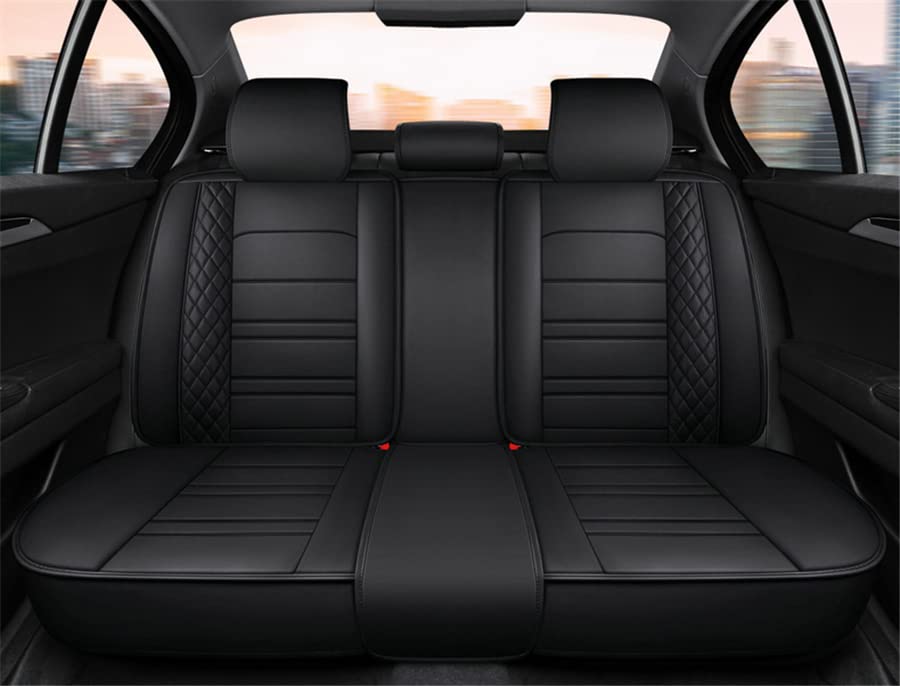 Leather Car Seat Covers Full Set Universal - Auto-Sitzkissenbezug, PU-Leder-Schutz-Set, 5-Sitzer-Auto, universell, komplett schwarz