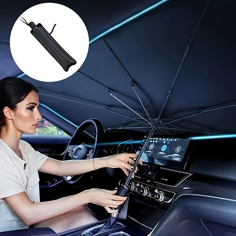 Car Sunshade Windshield Umbrella Foldable - Auto-Windschutzscheiben-Sonnenschutz, Faltbarer Regenschirm-Sonnenschutz/Abdeckung für die Meisten