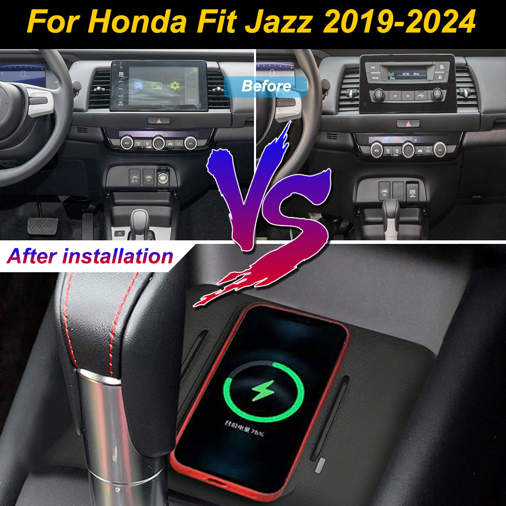 Wireless Car Charger Mount Fast Charging - 2 DIN für Honda Fit Jazz