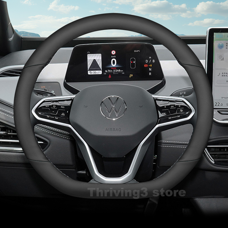 Leder-Lenkradbezug für Volkswa – Car Steering Wheel Cover Anti Slip Breathable Bewertung und Preis