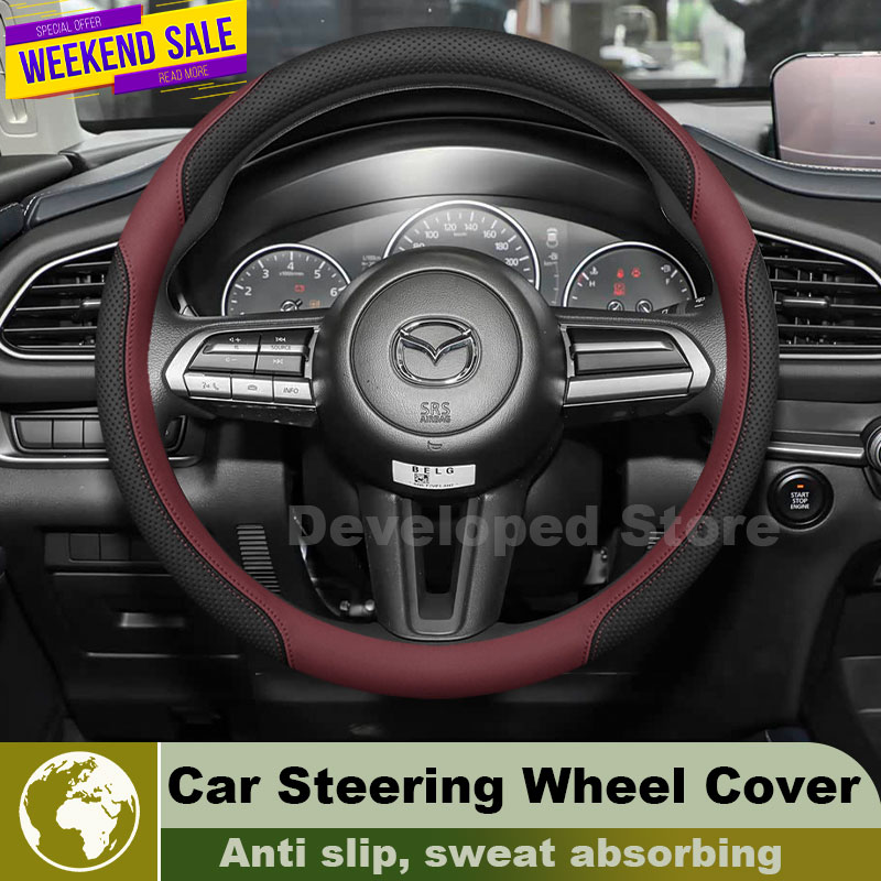 Leder-Lenkradbezug für Mazda C – Car Steering Wheel Cover Anti Slip Breathable Bewertung und Preis