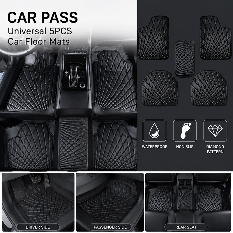 CAR PASS Universal 5-teiliges  – Car Floor Mats Universal Waterproof Leather Bewertung und Preis