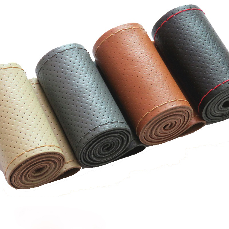 Neue 36 38 40 cm Echtes Leder  – Car Steering Wheel Cover Anti Slip Breathable Bewertung und Preis
